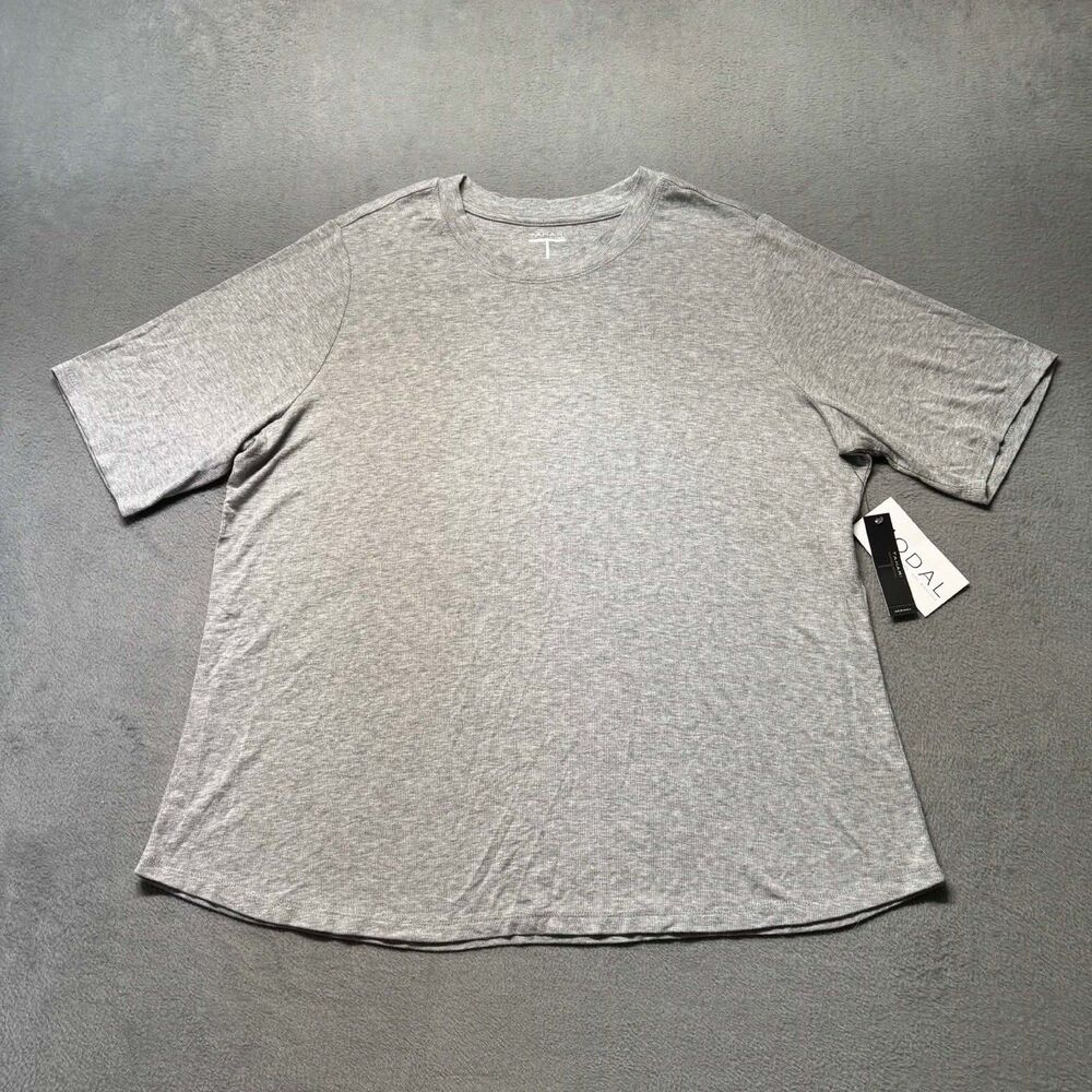 Tahari Woman Womens 1X Gray Modal Stretch T Shirt Casual Basic Soft NWT